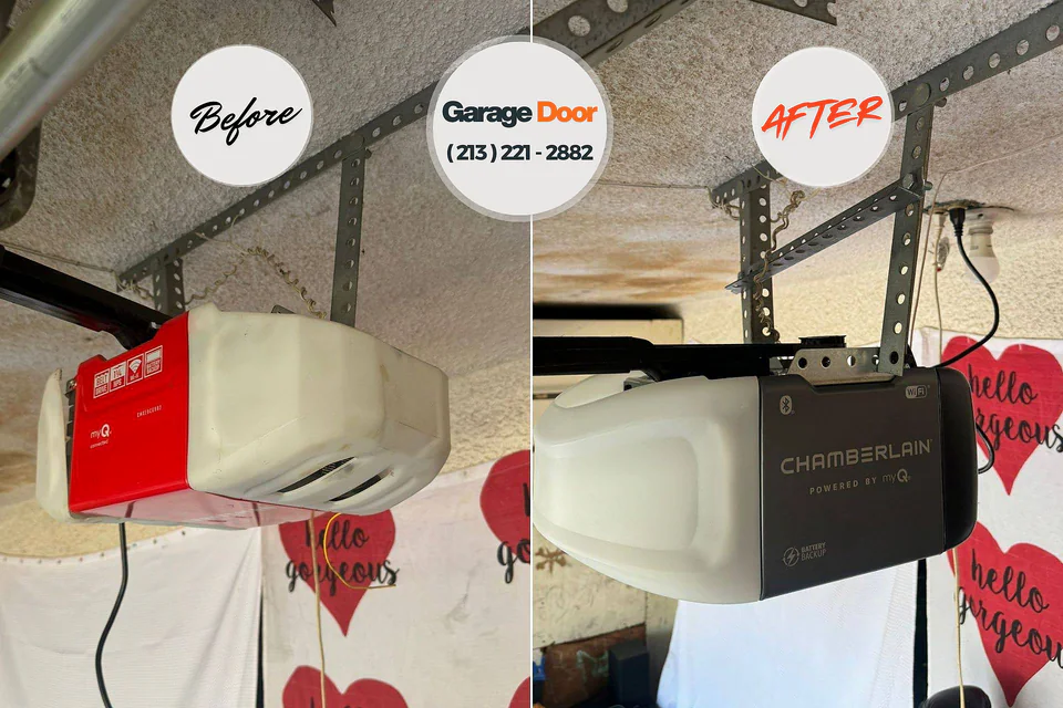 Before and after: garage door repair Laingsburg, MI